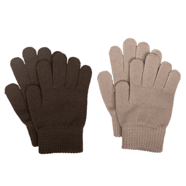 Ullar-Fingravettlingar Merino – 2pör Fawn/Brown Mix